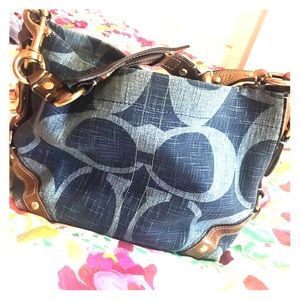 Coach Women’s Denim Trim Shoulder Bag